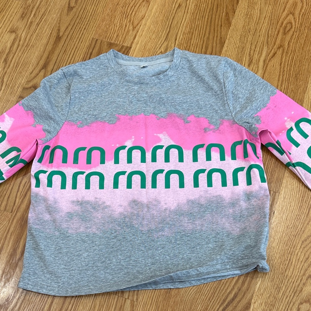 Vibrant Pink and Gray Kids Long Sleeve Tee